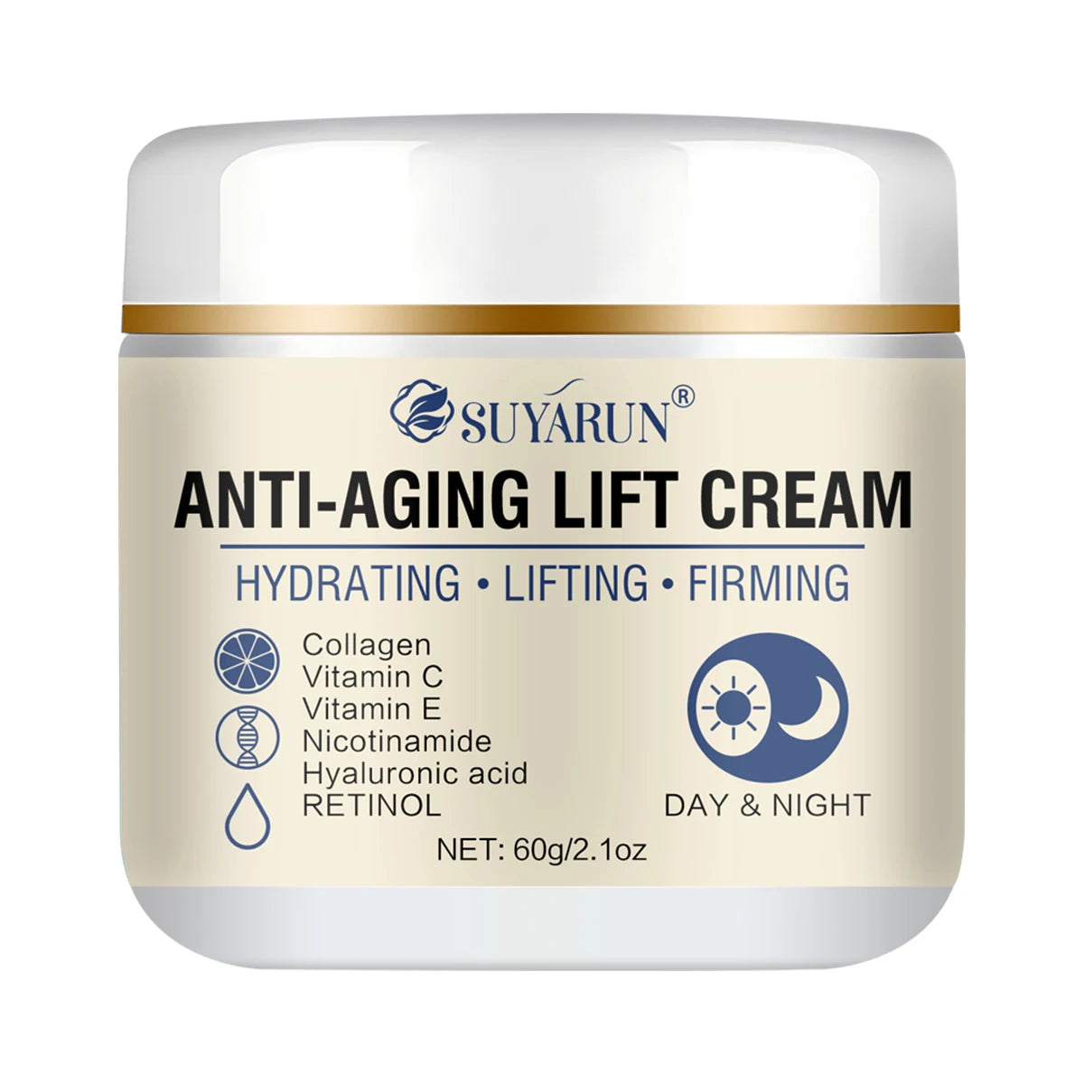 SUYARUN Retinol Collagen Anti-Aging Face Cream Natural Formula for Firming Wrinkles Lifting And Hydrating Skin.