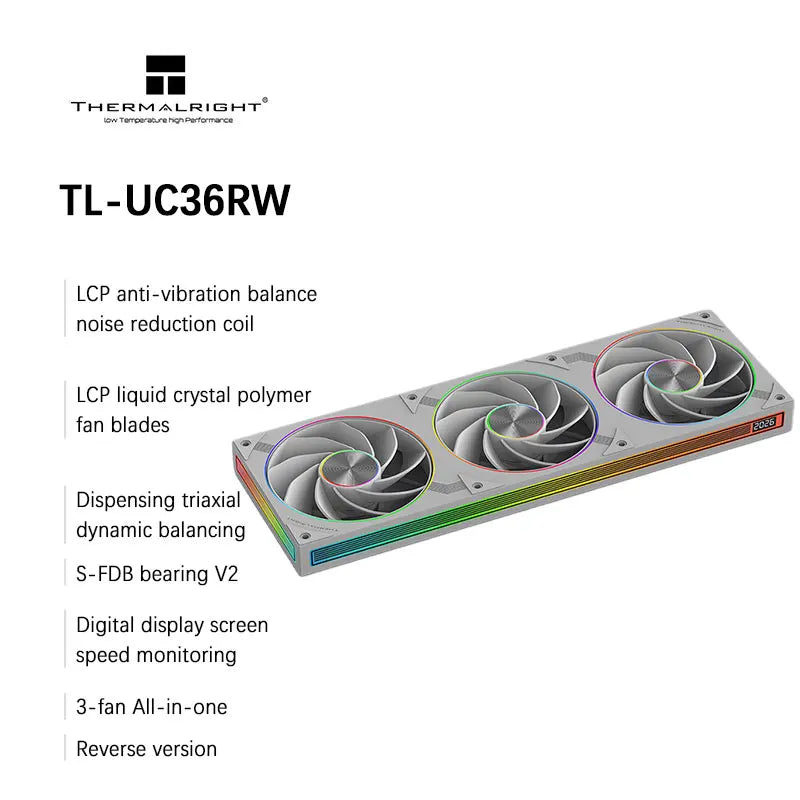 Thermalright TL-UC12/24/36 Performance Level Fan Pressure Fan ARGB Infinity Mirror Smart Speed Display 2400 RPM PWM Temperature