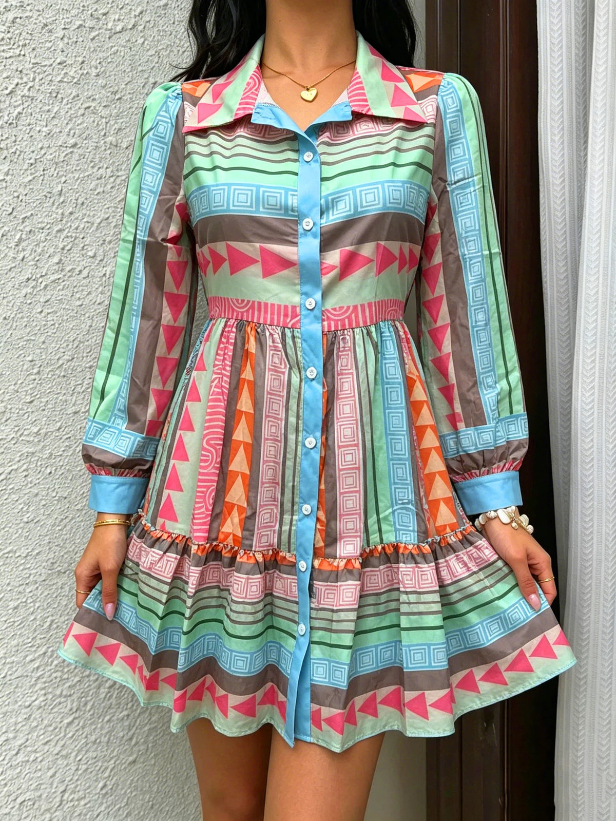 Women's Casual Elegant Long Sleeve Dress Floral Print Maxi Dress for Spring Autumn Comfortable A-Line Dress