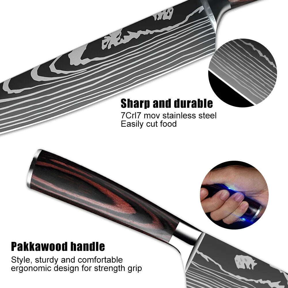 8 Inch Professional Japanese Kiritsuke Knife German High Carbon Stainless Steel Ultra Sharp Meat Fish Sushi Kitchen Chef's Knife