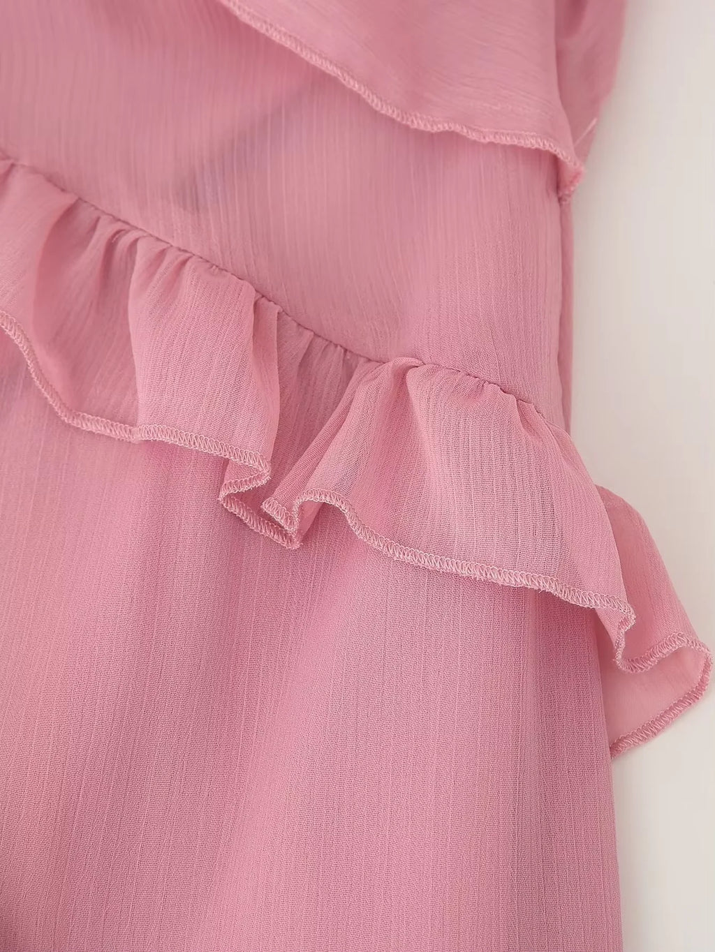 2026 Casual Solid Ruffles Patchwork Robe Women Minimalist Full Sleeve Mesh Loose Fit Lace Up Maxi Dress Vacation Daily Date Wear