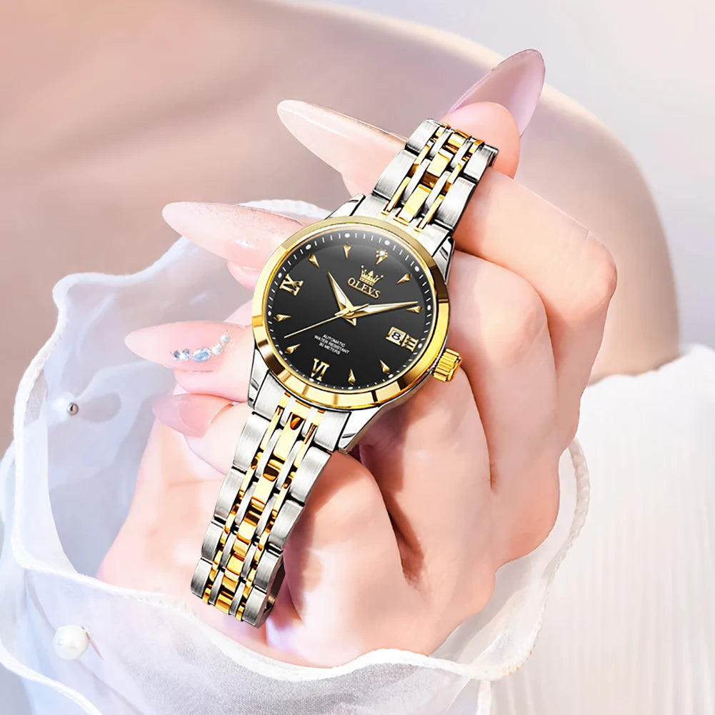 OLEVS 9956 Watch For Women Auto Date Elegant Mechanical Women Watch Waterproof Simple Fashion Business Automatic Wristwatch