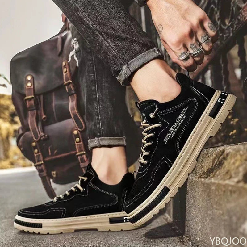 Men's shoes in autumn breathable anti slip waterproof wear-resistant work shoes thick soled simple comfortable board shoes