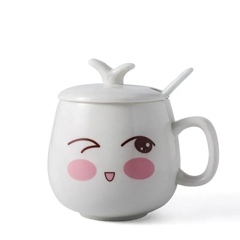 Modern simplicity Creative Ceramic Mugs Cute Cartoon Face Expression Water Container Lover Coffee Mugs Travel cute cup gift