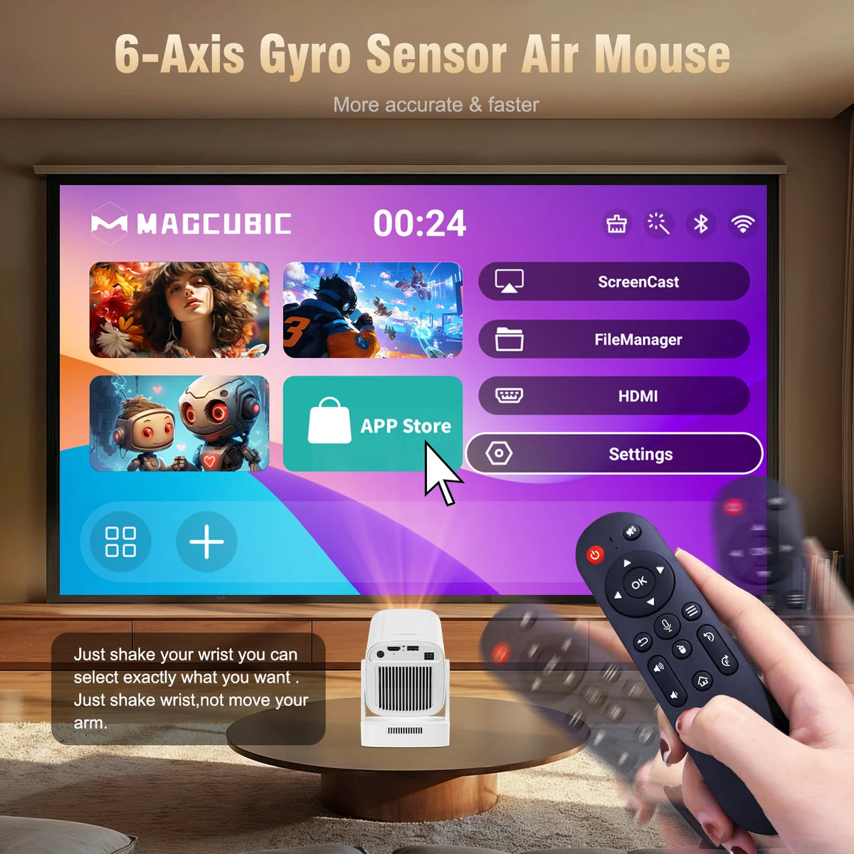 Magcubic HY310 Android 11 Projector 4K Native 1080P Auto Focus Native 330ANSI Dual Wifi BT5.4 Air Mouse Voice Home Outdoor Movie