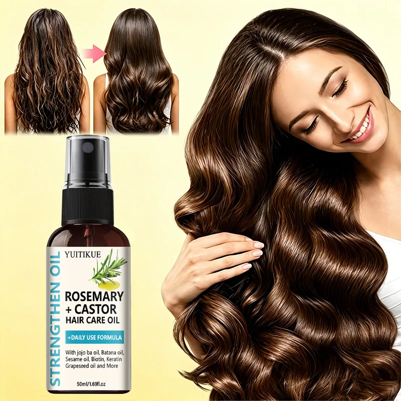 Botanical Hair Strengthening Oil Rosemary Castor Blend Moisturize Dry Hair Nourish Scalp Daily Hair Care Treatment