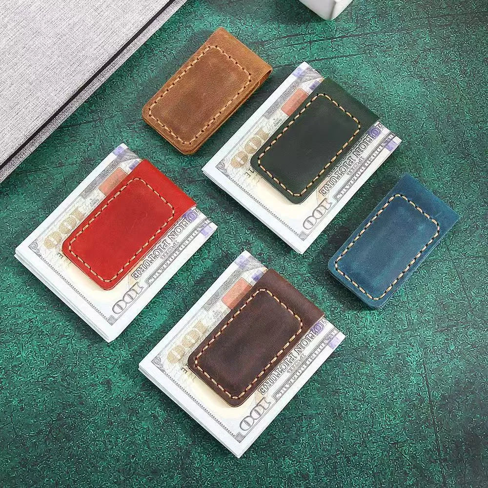 Slim Magnetic Money Clip PU Leather Business Card Holder for Men