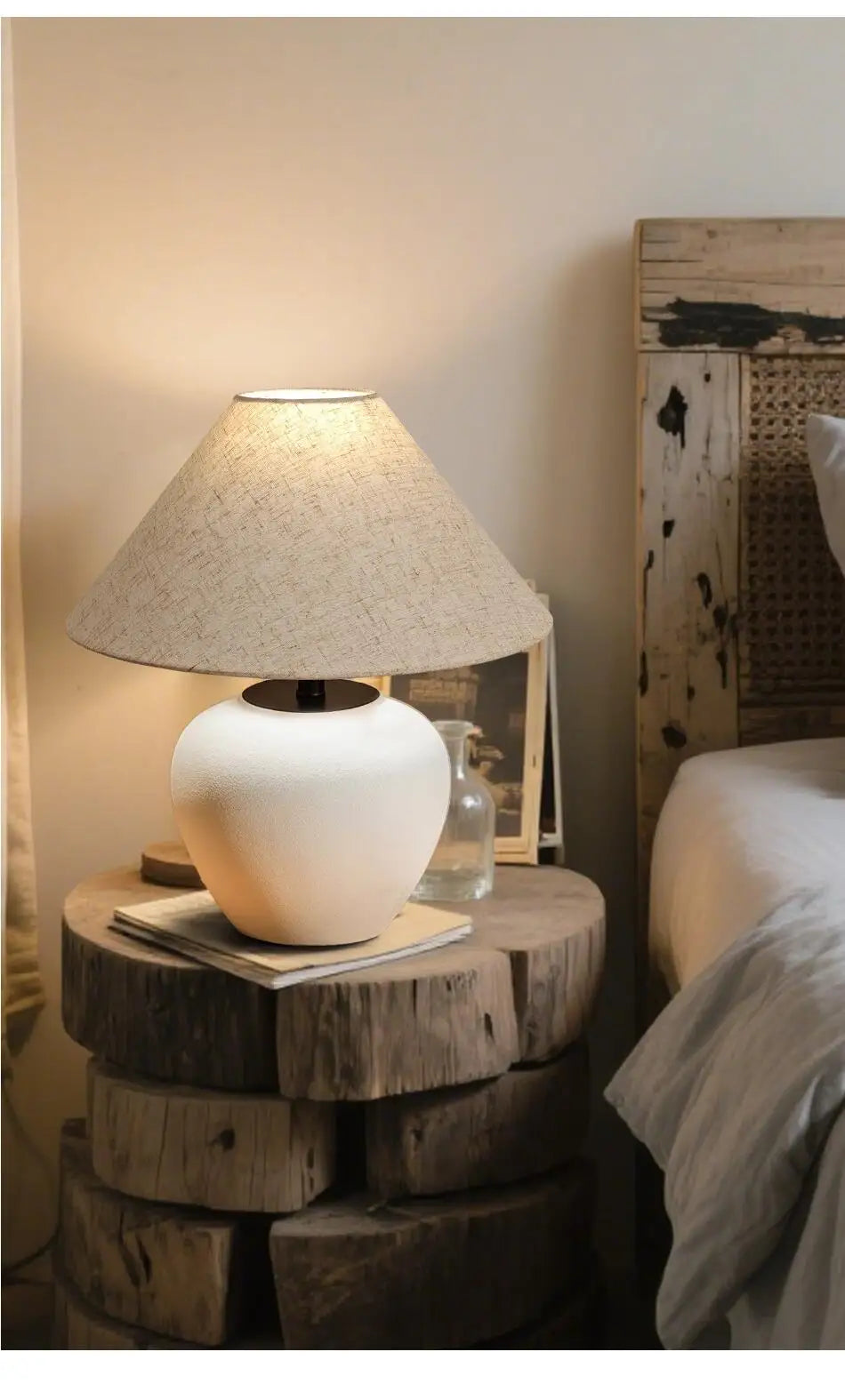 Ceramic Desk Lamp Wabi Sabi Style Mushroom Lamp Retro Bedside Decoration Table Lamp Bedroom Study Decoration Light Fixture