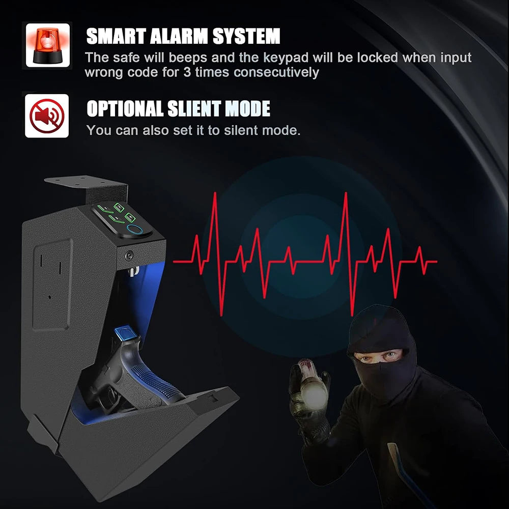 Biometric Handgun Gun Safe Open Fingerprint Hidden Safe for Pistols -with Fingerprint, Backlit Keypad, KEY Access