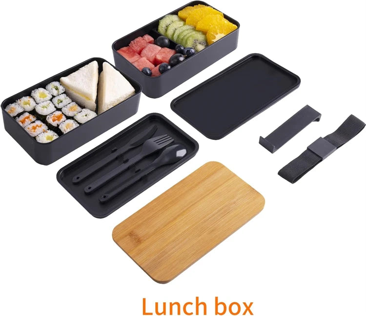 Stackable Bento Box with Utensils 1200ML All-in-One Meal Prep Compartment Lunch Containers Leak Resistant Lunch Box JT440