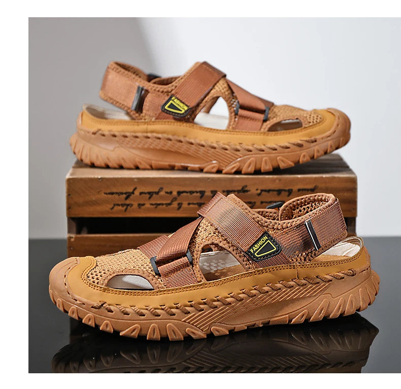 Summer Men Sandals Genuine Leather Mens Casual Shoes Outdoor Men Leather Sandals for Men Beach Shoes Roman mens Shoes