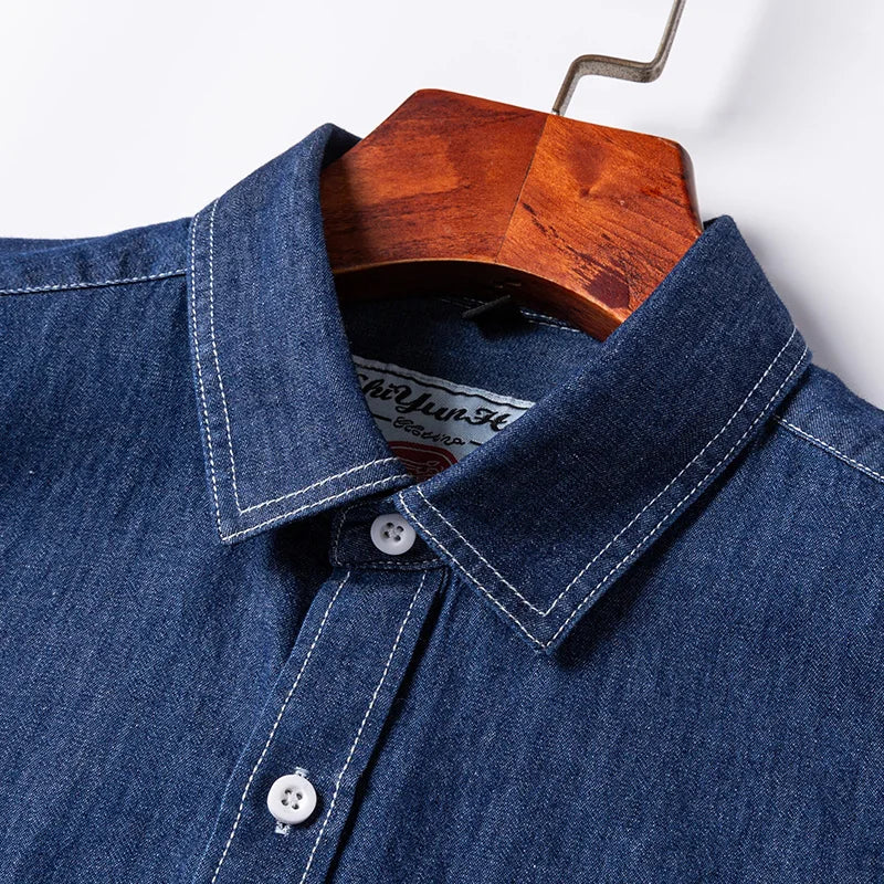 2025 Denim Pure Cotton  Long-Sleeve With Pocket Design Shirt Classic  Fashion Embroider Comfortable Clothes