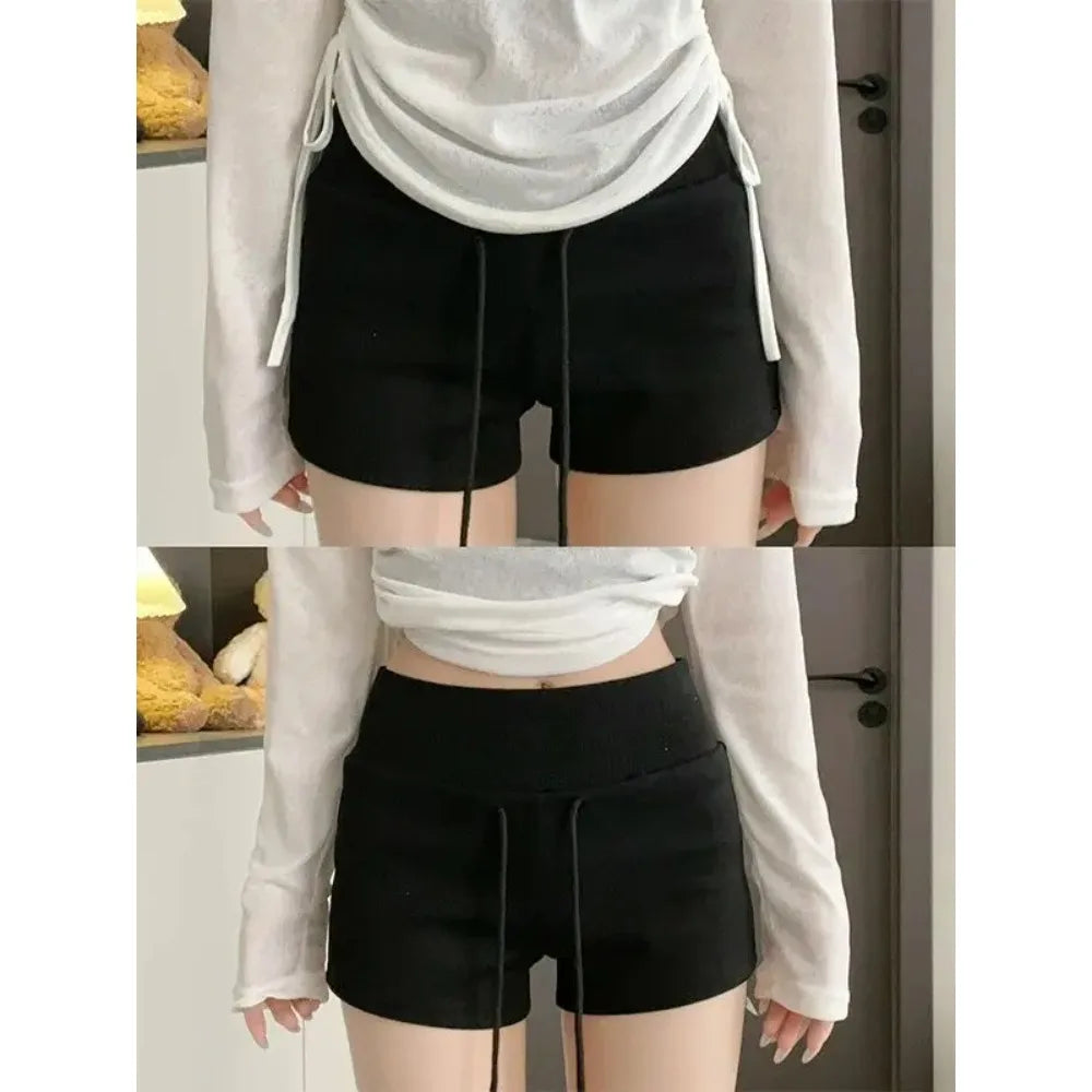Drawstring Casual Sports Shorts For Women High Waist Solid Summer Short Pant Female Yoga Running Outfit Clothes Korean Hot Pants
