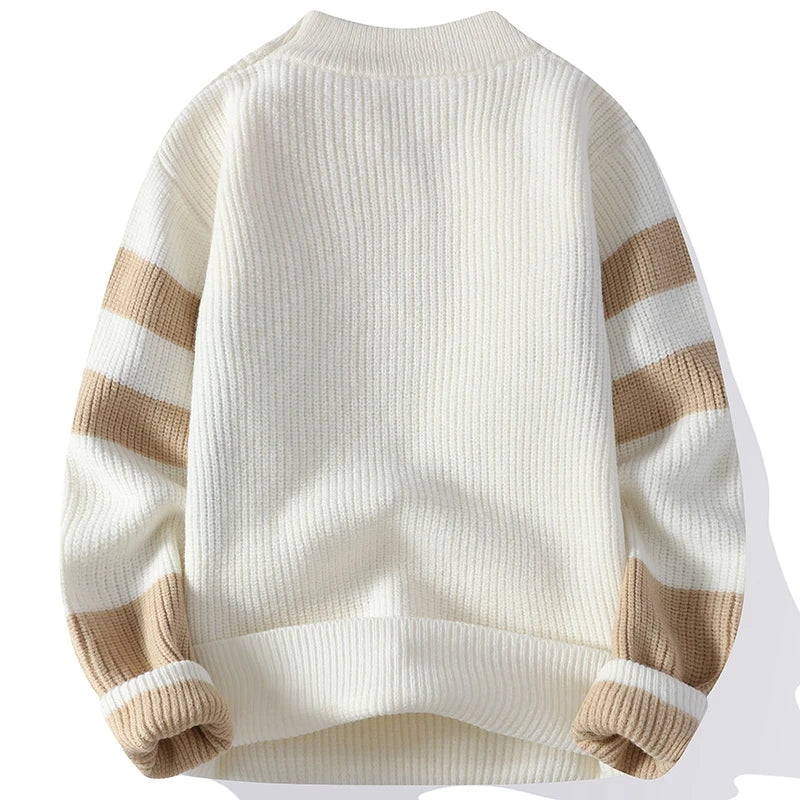 Sweaters men 2024 winter korean style mens warm sweater mens fashion sweaters Splicing color patterns Men's wool pullovers male