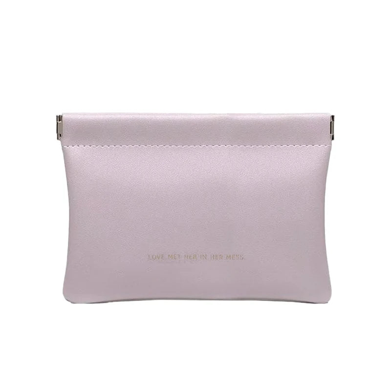 Automatic Closed Purse Bag Mini PU Separate Earphone Charging Cable Storage Bag Portable Zero Wallet Coin Lipstick Storage Bag