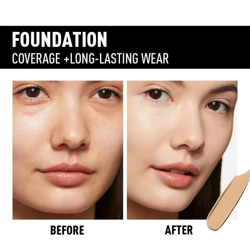 Waterproof and Sweat-proof Liquid Foundation, Natural and Long-lasting, Without Makeup Removal, Facial Cosmetics