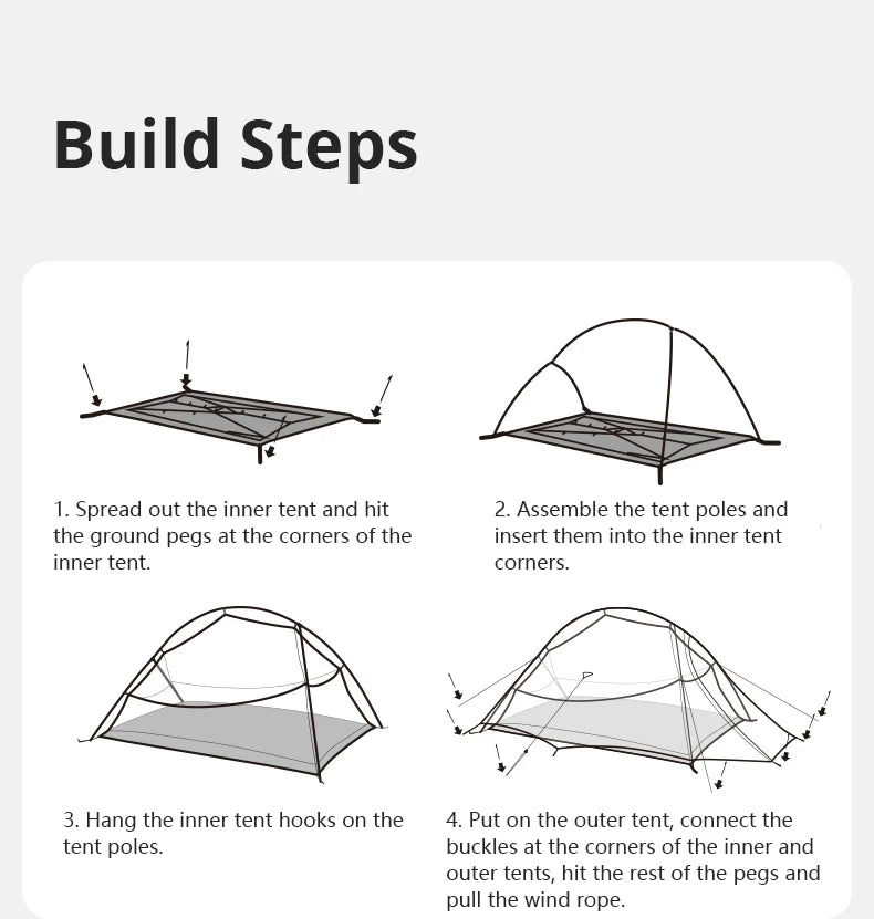 Naturehike Cloud Up 1 Upgraded Tent Ultralight Camping Tent Waterproof Outdoor Hiking Travel Tent Backpacking Cycling Tent