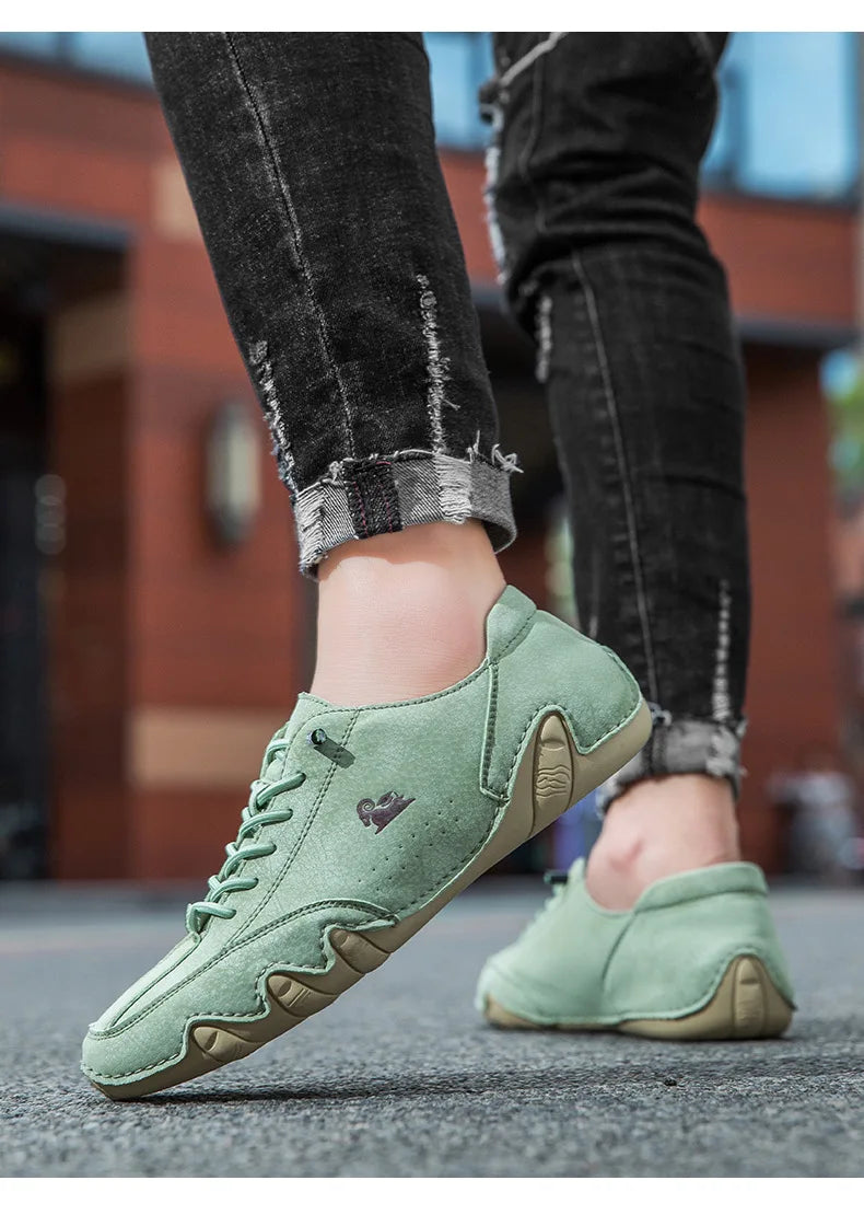Men Leather Casual Shoes Luxury Low Top Sneakers Comfortable Mens Shoes Big Size Designer Loafers Moccasin Shoe Man 2026 New