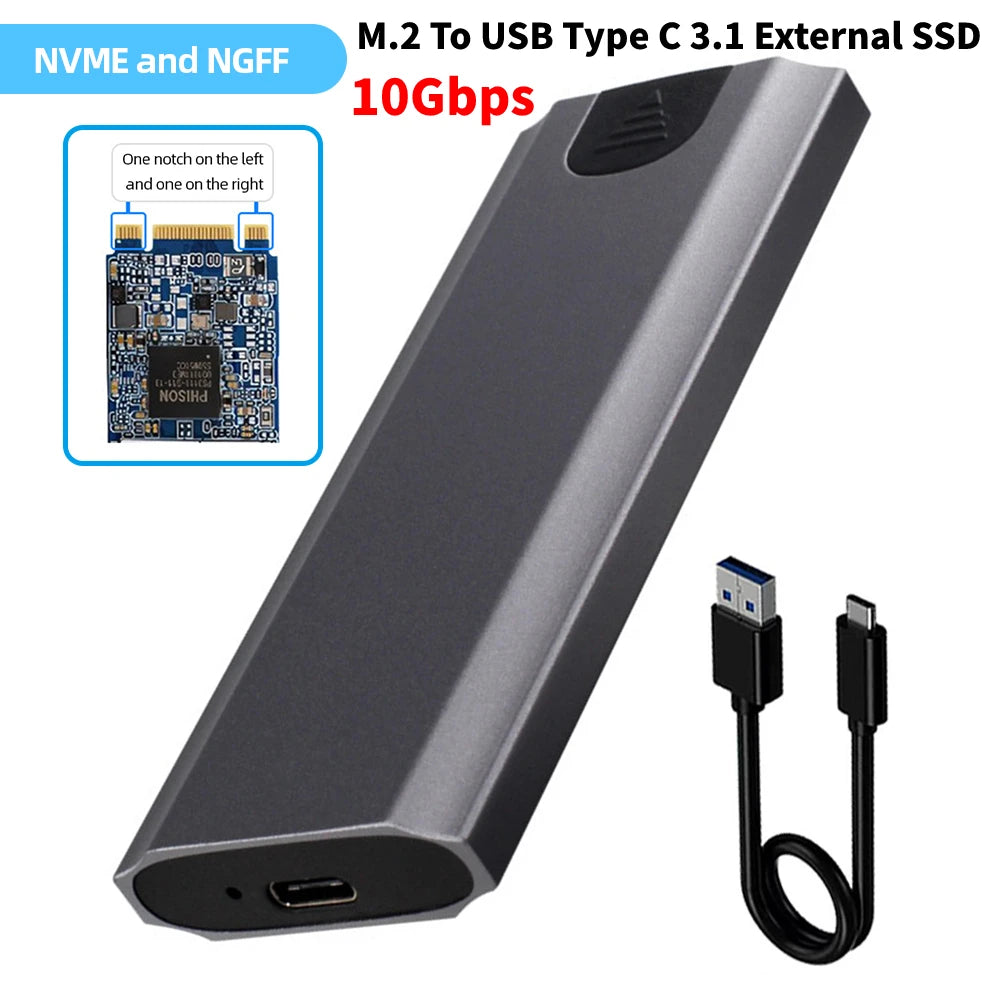 NVME SSD M2 Case NVME/SATA Dual Protocol M.2 to USB Type C 3.1 10gbps SSD Adapter for NVME PCIE NGFF SATA hard drive enclosure