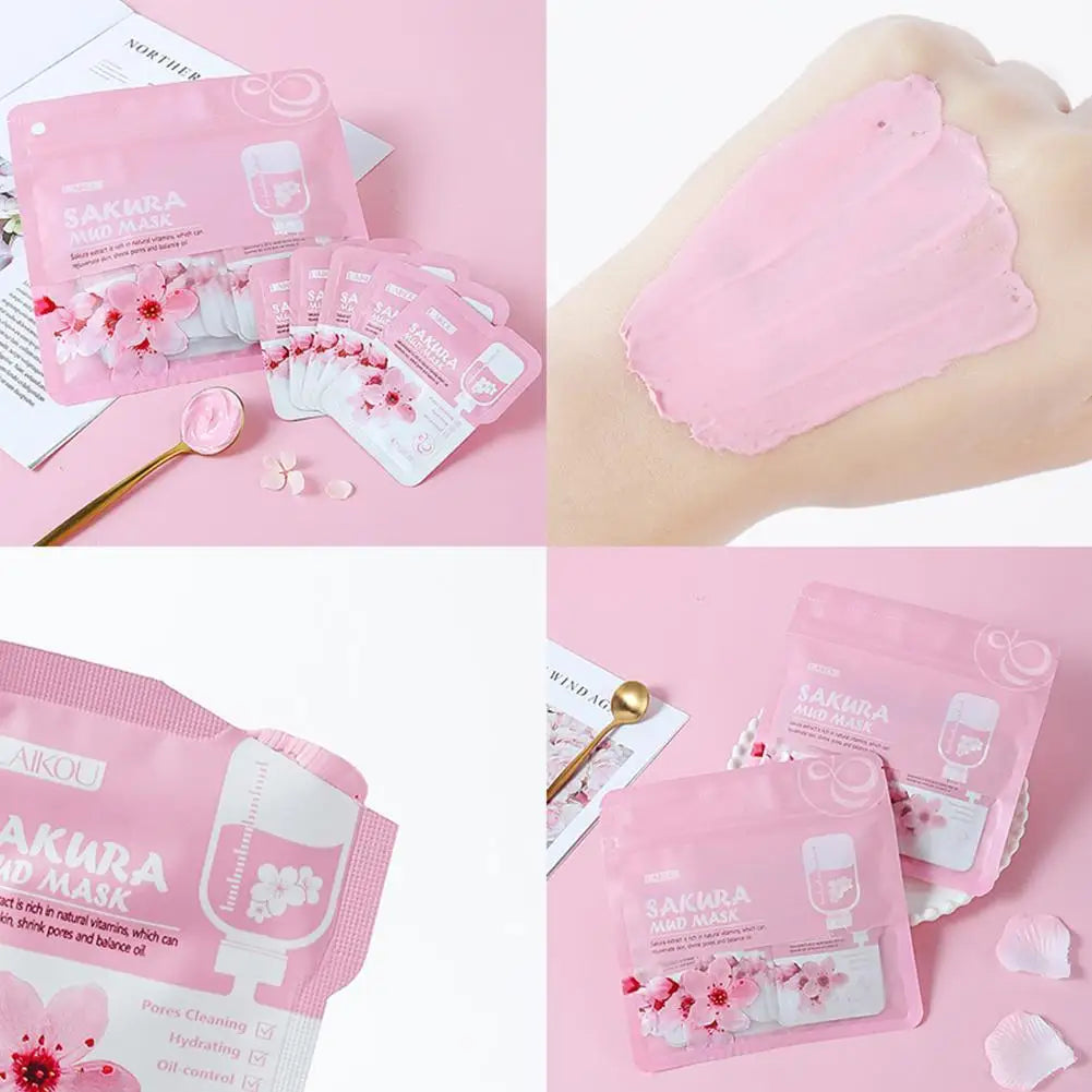 Sakura Mud Mask Brightening Hydrating Face Mask Skin Clean Facial Cleansing Clay Hydrating Anti Wrinkle Skincare 1/5/10pcs