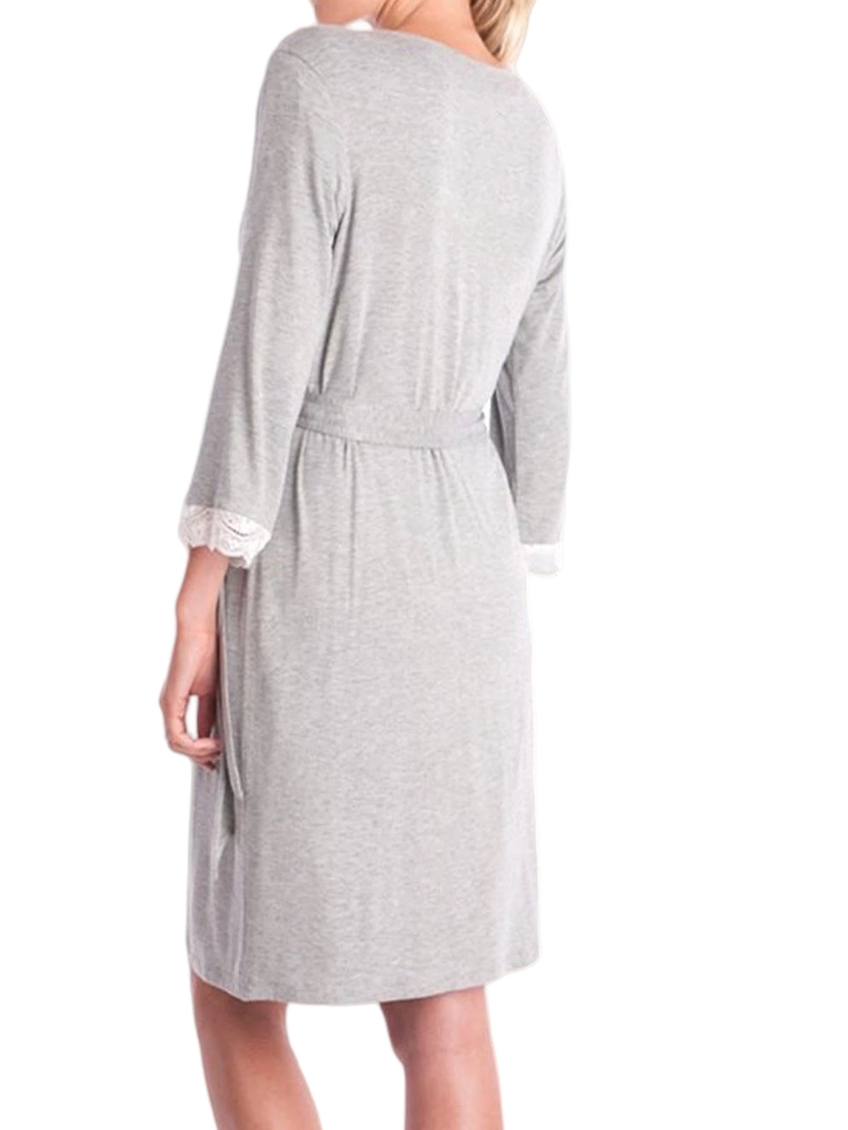 Women's Maternity Robe Pregnancy Breastfeeding Bathrobes Labor Delivery Nightgowns Dark Gray S