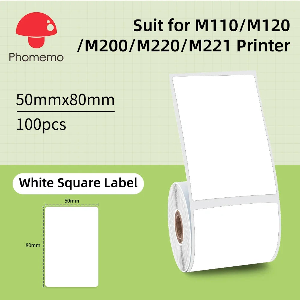 Label Sticker for Phomemo M110 M220 M221 M120 Mini Portable Printer 20-50mm Thermal Label Printer Stickers Pocket Labeling Maker