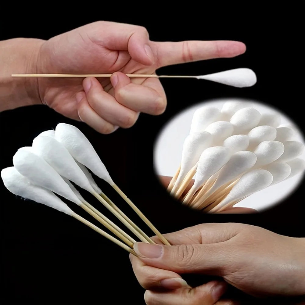 100/300Pcs 6 Inch Long Cotton Swabs with Wooden Handles, Cotton Tipped Applicator for Cleaning, Cotton Sticks Oil Makeup