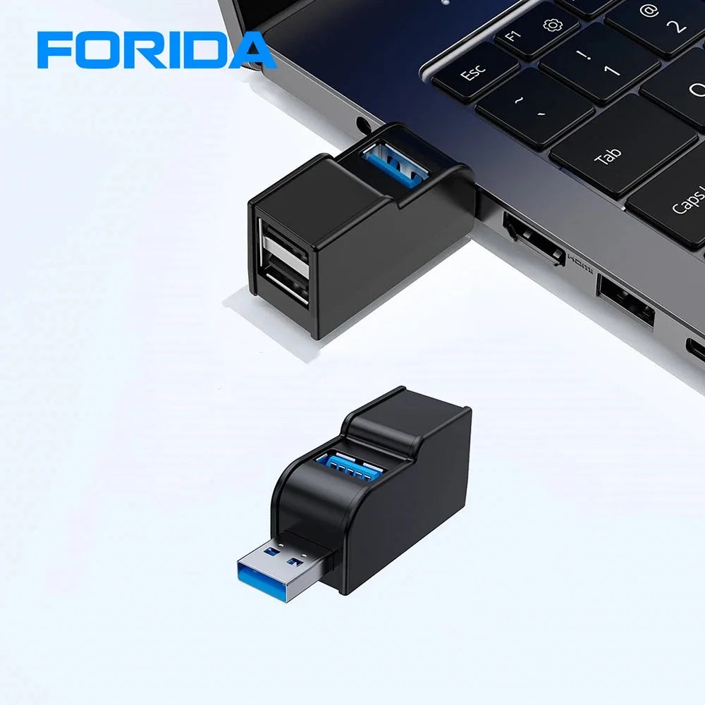 Mini USB 3.0 Hub with Cable 3 Ports Docking Station 2.0 Hub Fast Data Transfer USB Splitter for Computer Laptop Car Printer