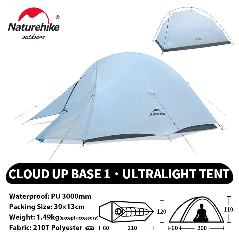 Naturehike Cloud Up 1 Upgraded Tent Ultralight Camping Tent Waterproof Outdoor Hiking Travel Tent Backpacking Cycling Tent