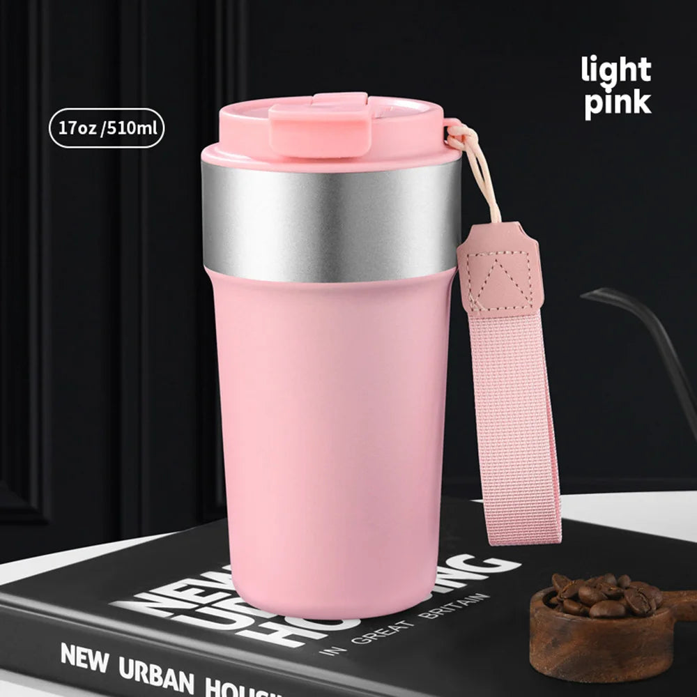 17oz/510ml Insulated Cup 304 Stainless Steel Thermos Coffee Cup Leak-Proof Water Cup with Lid Travel Mug Keep Hot Cold
