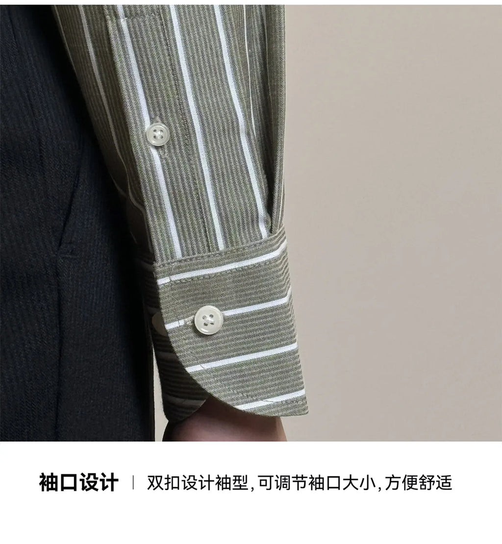 Anti-wrinkle Tianshan Cotton Italian Long Point Collar White Striped Shirt Men's Long Sleeve Casual Business Shirt