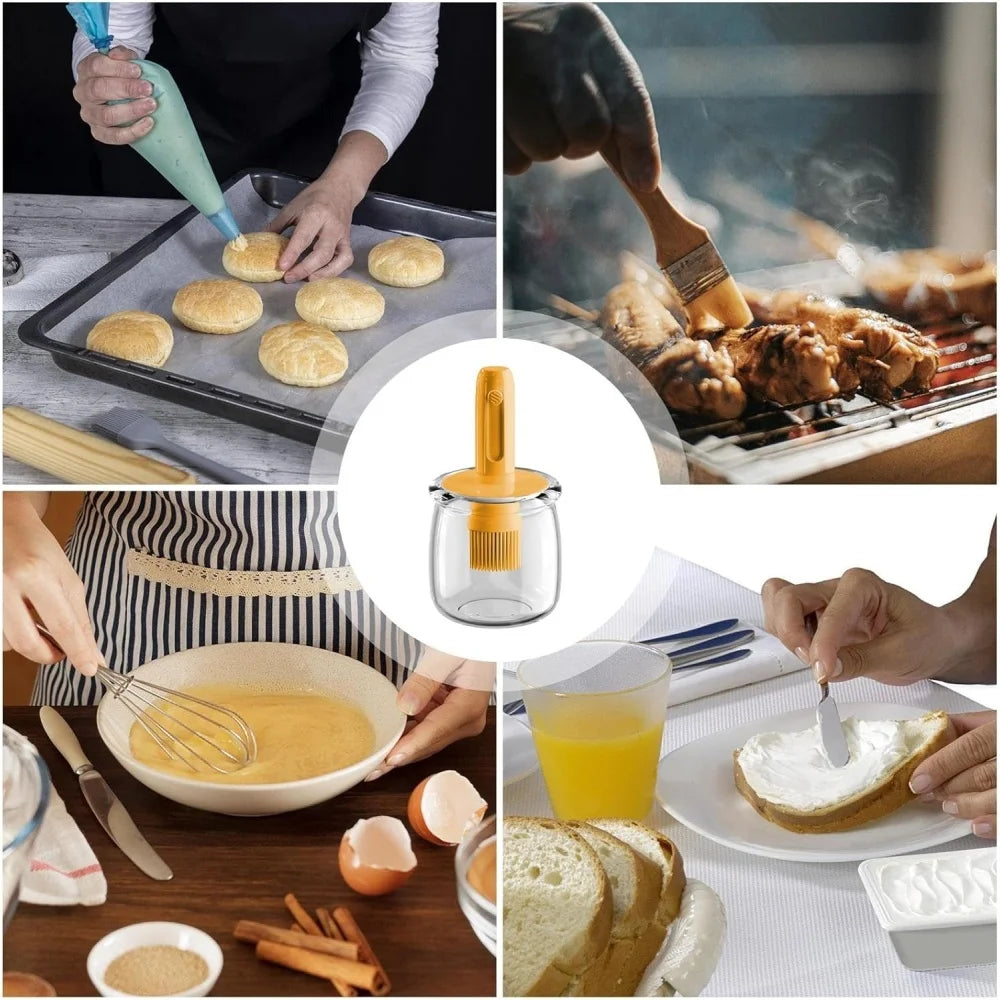 Cooking Oil Dispenser， Lightweight Vinegar Bottle Detachable Brush Cooking Tool Sauce Storage Holder Kitchen Gadgets For