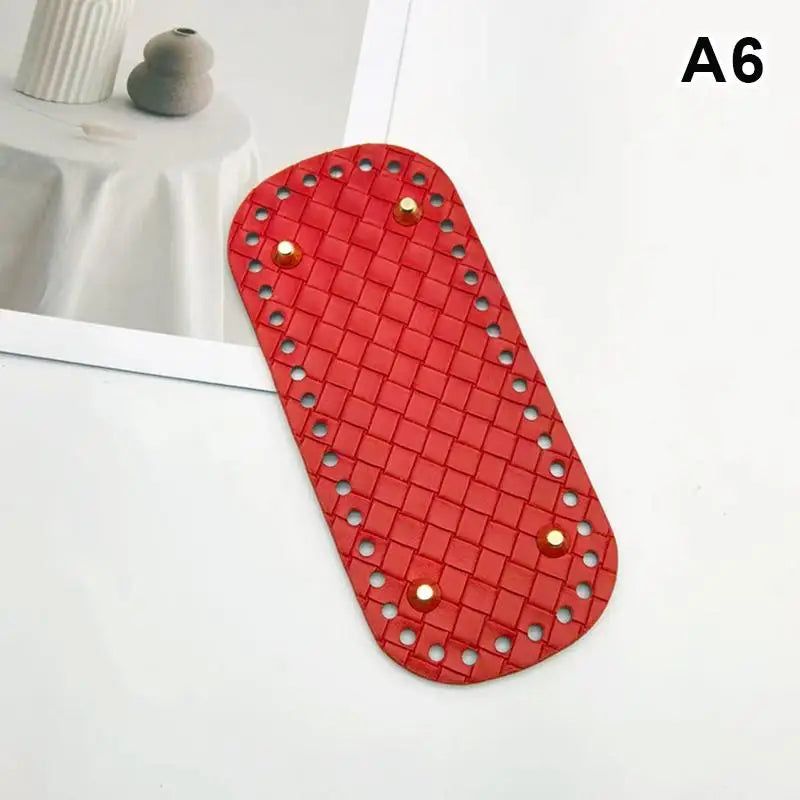 Handmade Leather Bag Bottom 18x8cm Woven Pattern DIY Accessories for Knitting Crochet Purse Making