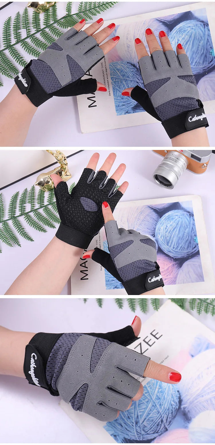 Cycling Fitness Gloves for Men Women Gym Motorcycle Summer Bicycle Fingerless Anti-slip Sports Weightlifting Breathable Gloves
