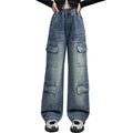 Kids Design Luxury Straight Leg Cargo Jeans with Multi Pocket for Teens Girl Cool Denim Pants Tweens Child Casual Jeans Trousers