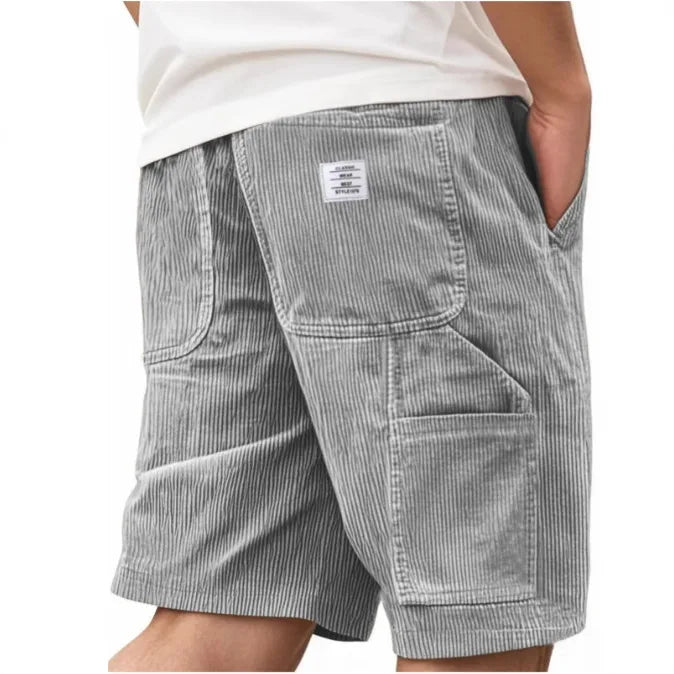 2026 European & American New Style Men's Corduroy Shorts, Multi-pocket Embroidered Logo Retro Cargo Casual Shorts
