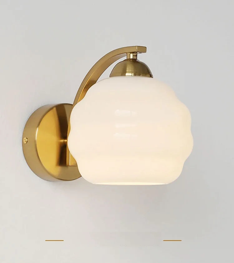 IWHD Milky Glass Ball LED Wall Lamp Sconce Iron Wrount Bedroom Living Room Bathroom Mirror Light Nordic Modern Wandlamp Applique