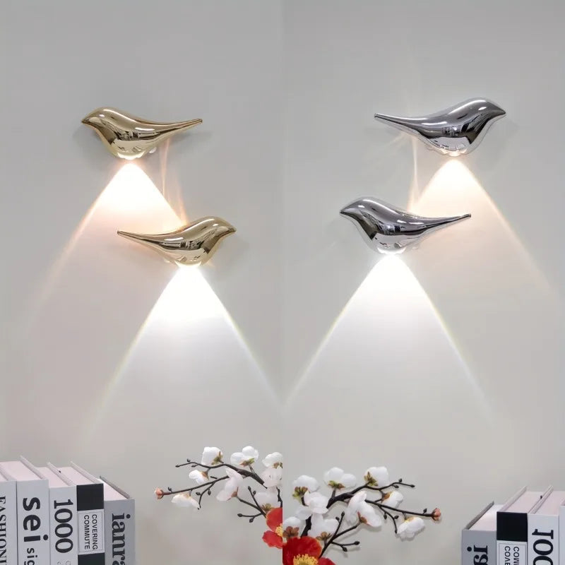 4pcs USB Rechargeable Wall Lights Smart Motion Sensor Bird-Shaped Decorative Lamps Cordless Install Adjustable Light Wall Decor