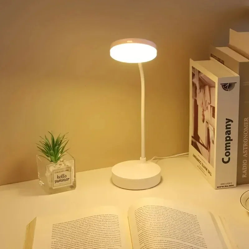3-Level Dimmable Wireless LED Desk Lamp, Plug-in Powered Touch Control Table Light. Portable Night Light for Bedroom, Study Room