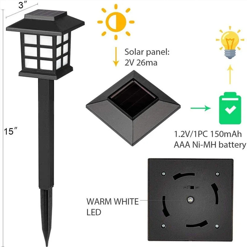 Outdoor Solar Lights Garden Lights Solar Powered Lamp Lantern Waterproof Landscape Lighting Pathway Yard Lawn Garden Decoration