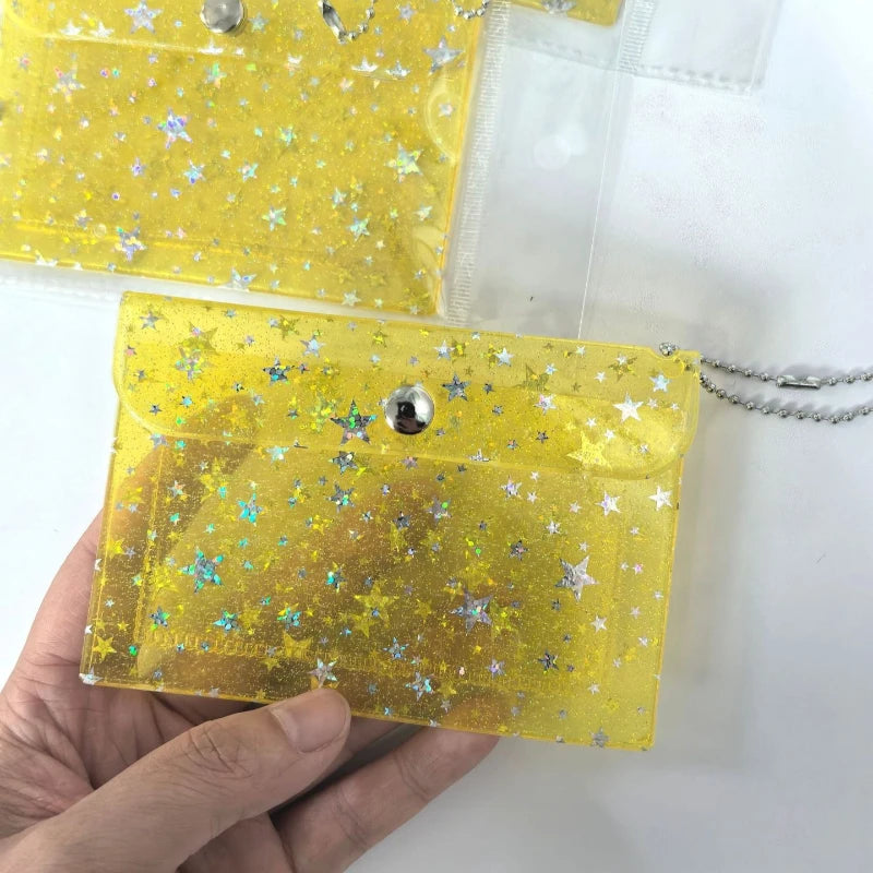 Transparent Laser Star Card Bag Children's Coin Purse Mini Cute Wallet for Women Cash Credit Card Holder Organizer
