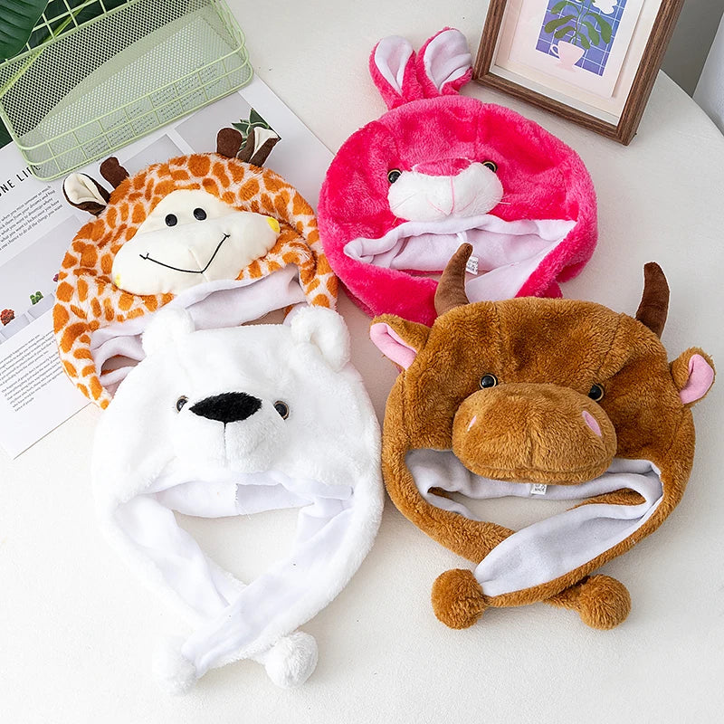 Hot Sale Unisex Funny Bulls Head 3D Animal Style Decorative Hat Winter Cap For Men Women Plush Fur Lovely Family Hat