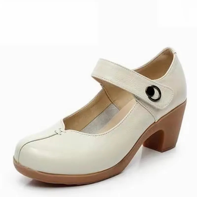 GKTINOO Spring Autumn Shoes Woman 2025 Genuine Leather Women Pumps Lady Leather Round Toe Platform Shallow Mouth Shoe Size 32-42