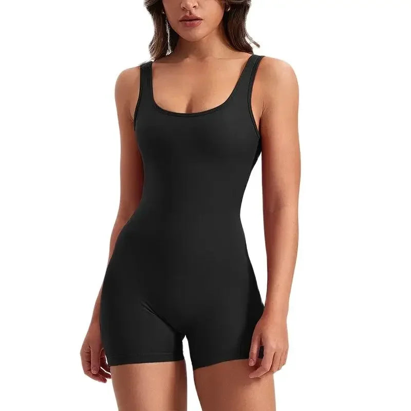 Women's Slim Fit One-Piece Shorts  Workout Jumpsuits Spring/Summer  Hip Lifting Backless Yoga Sports Clothing Sexy Design