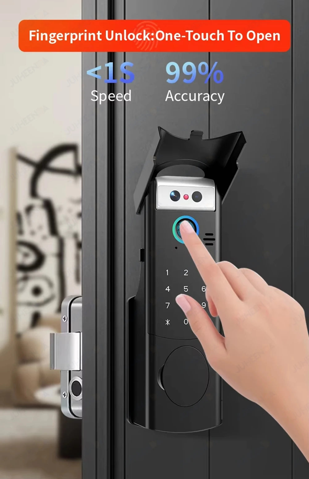 Tuya WiFi APP Double-Sided Fingerprint Smart Lock Waterproof Gate Iron Door RFID Digital Face Recognition Lock Video Intercom