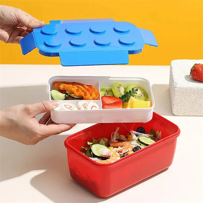Lunch Box DIY Building Block Portable Modular for Children Student Outdoor Picnic Bento Food Storage Container Fruit Salad Box