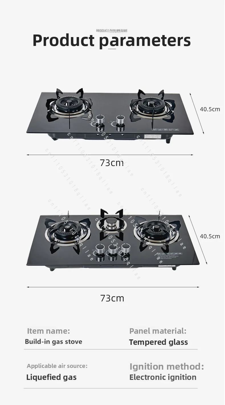 Kitchen Appliances Built-in Stove Tempered Glass Table 3 Gas Stove