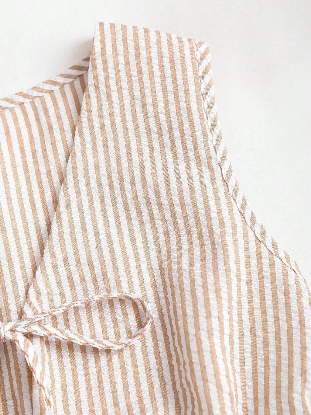 Spring/Summer Solid-Color Striped Set: Casual Tank Top, Tie-Front Tank Top, and Loose-Fit Tie-Front Solid-Color Pants