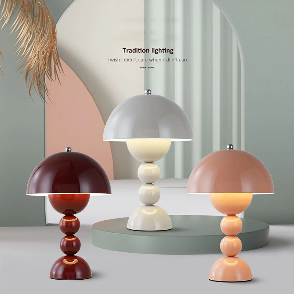 LED Flower Bud Desk Lamp Charging Touch Switch Room Decoration Bedroom Mushroom Lamp Restaurant Atmosphere Lamp