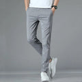 2025 Spring/Summer Men's Elastic Slimming Straight Leg Casual Pants Fashion Breathable Grid Design Sports Pants